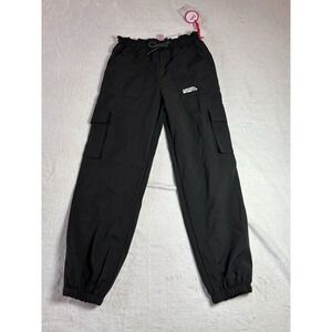 Justice Girls Black Active Parachute Cargo Pants Joggers Size M 10 NWT lined